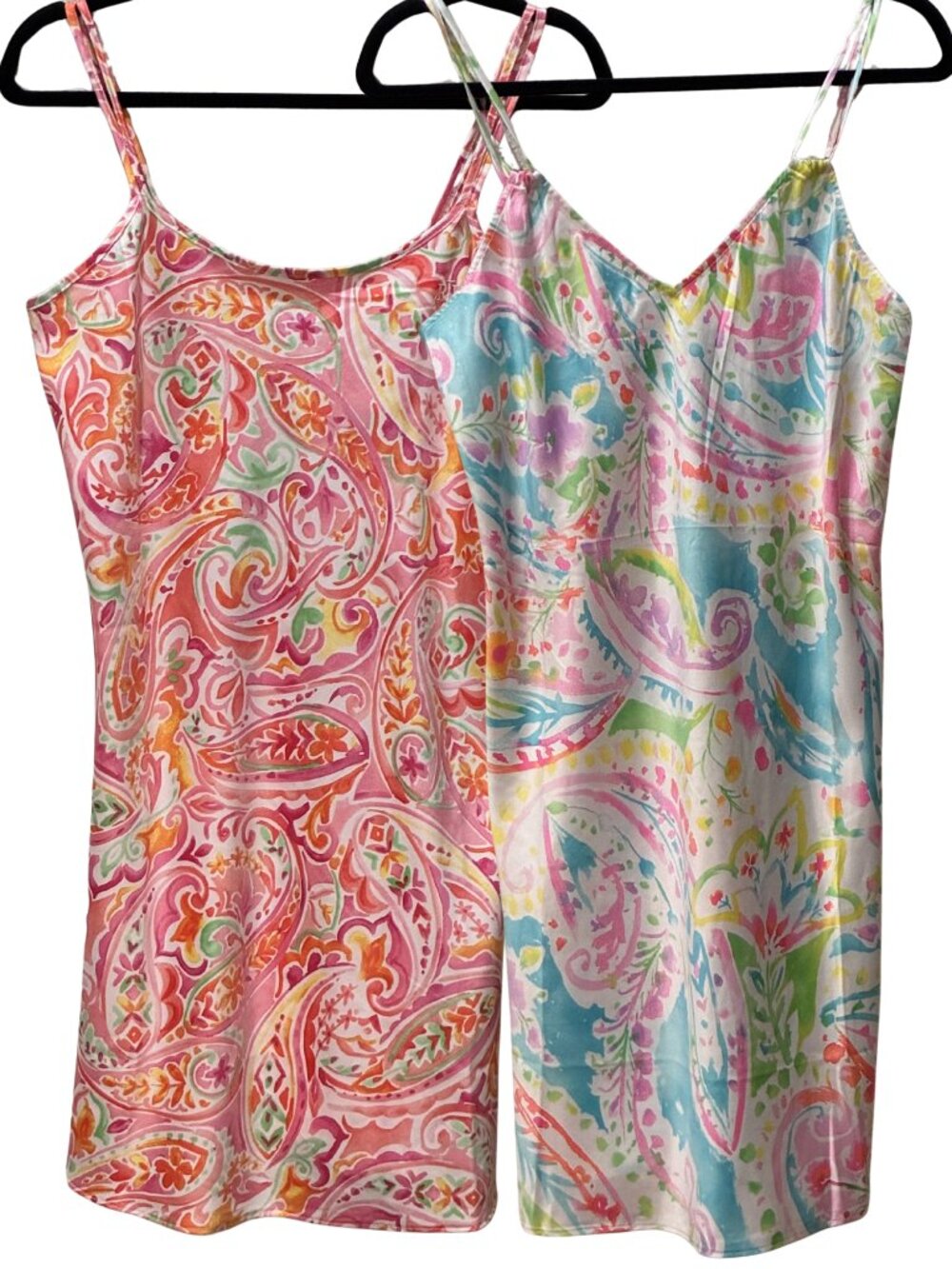 NWT Bundle of Two Lauren Ralph Lauren Paisley Satin Slip Dress Pastel Small